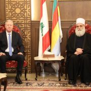 التقى وزير الخارجية والمغتربين يوسف رجي سماحة شيخ العقل لطائفة الموحدين الدروز الدكتور سامي أبي المنى في دار الطائفة في فردان – بيروت